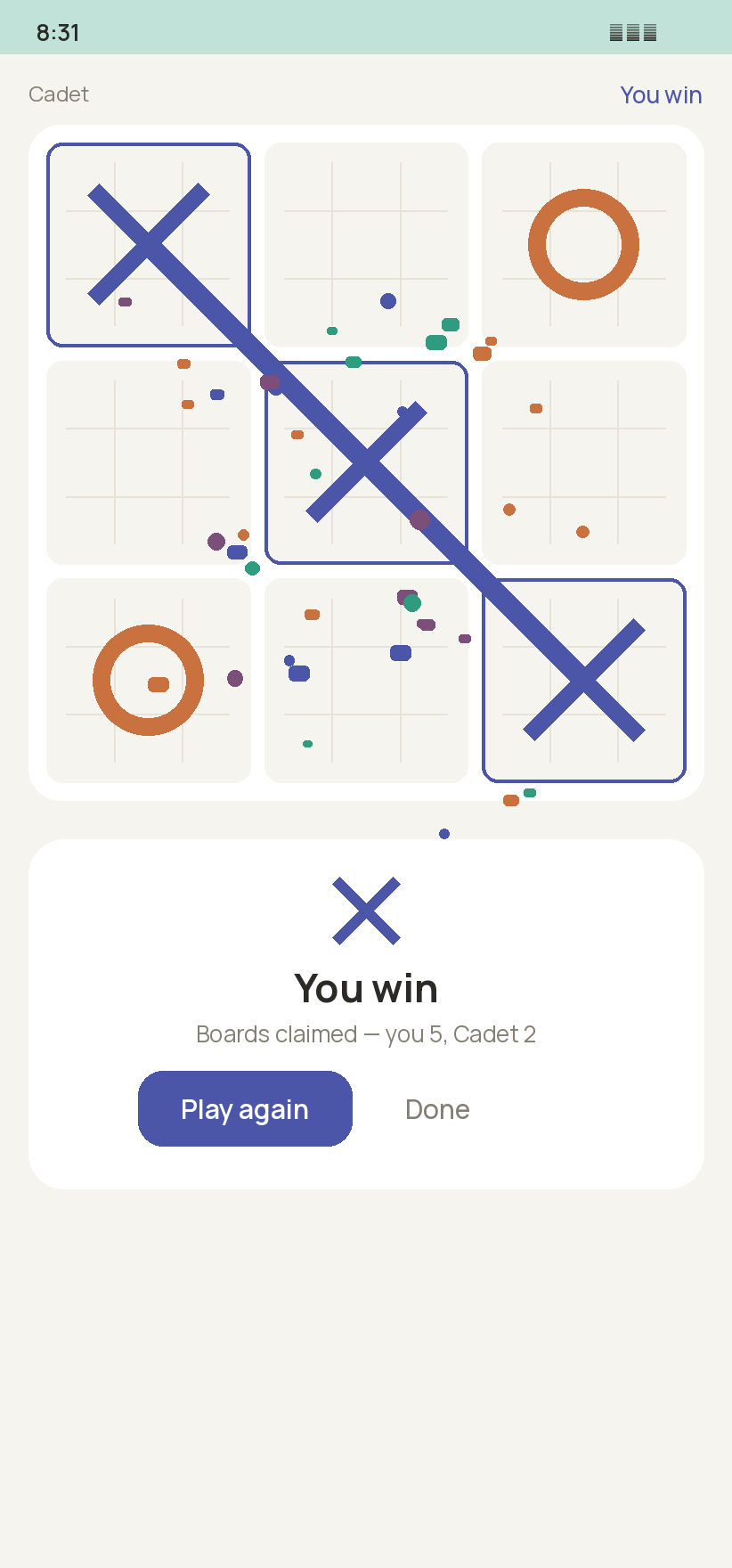 Winning a game of Tic-Tac-Tactics